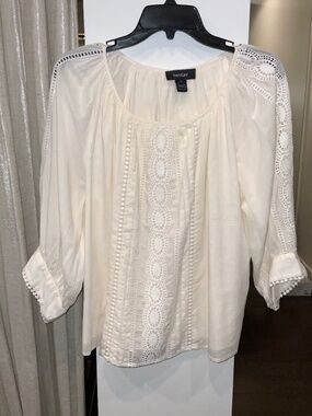 Karen Kane White Long Sleeve Blouse